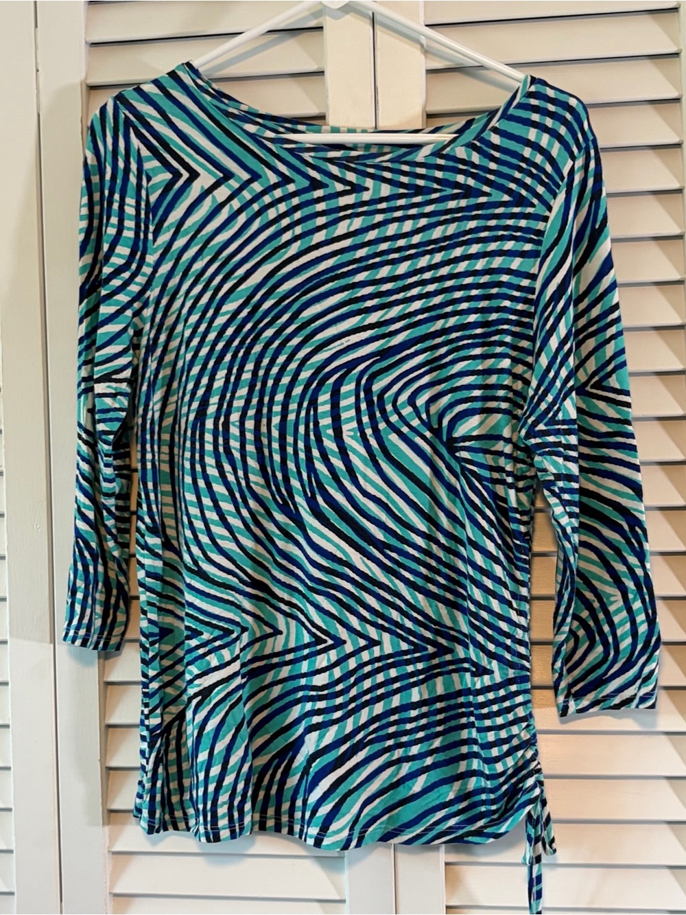 Ruby Rd. Blue & Teal Swirl Long Sleeve Top